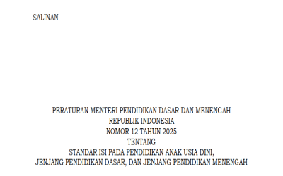 Permendikdasmen Nomor 12 Tahun 2025