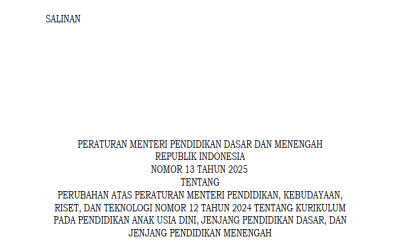 Permendikdasmen Nomor 13 tahun 2025